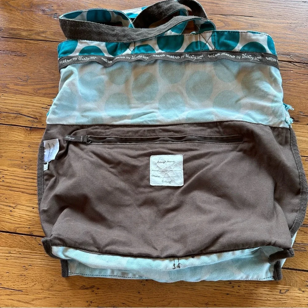 Thirty One Retro Metro Teal Polka Fold Over Tote